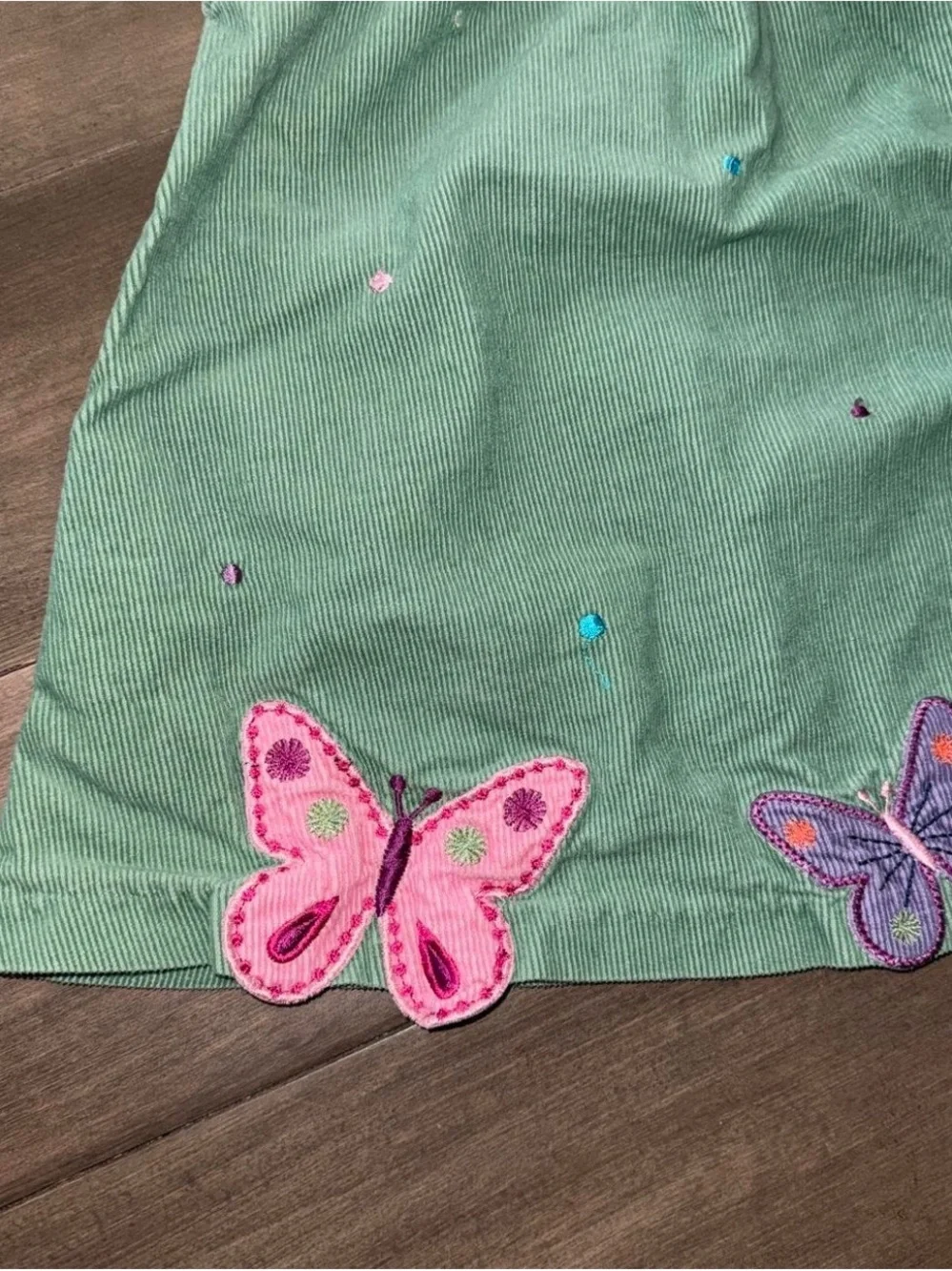 Bonnie Baby Mint Green Corduroy Butterfly Embroidered Dress 18M EUC
